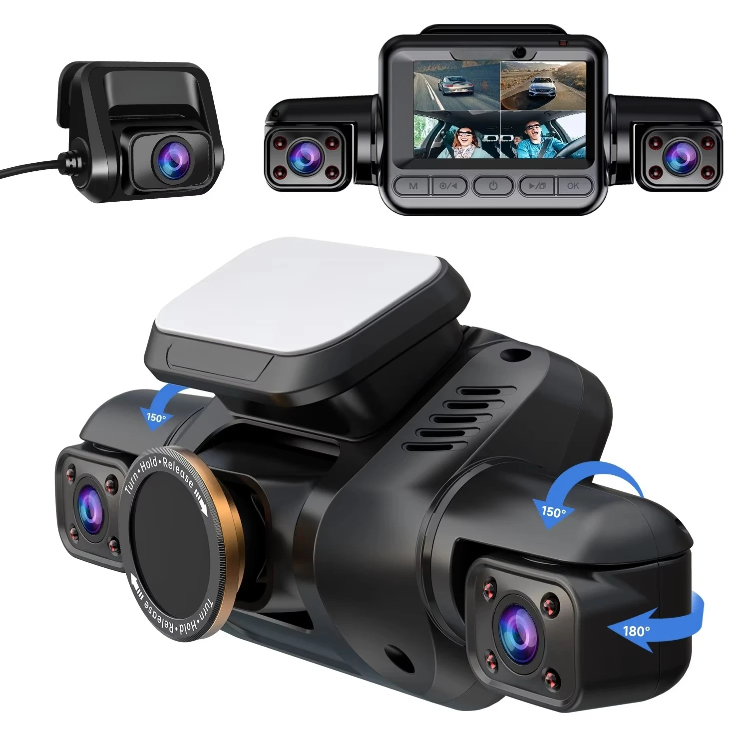 4K Dashcam Car Camera 4 Channel Dash Cam Front and Rear Car Black Box Dash Camera for Cars with 5G WiFi GPS Night Vision