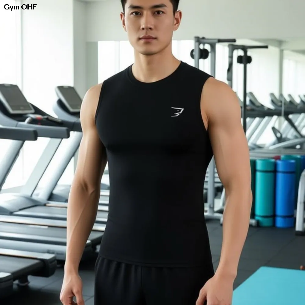 SHARK Men's Tank Top Four Seasons Black And White Solid Color Narrow Shoulder Casual Sports Fitness Comfortable Home Top Trendy