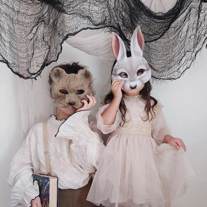 1 Pc Easter Mardi Gras Carnival Party Cosplay Makeup Ball Eva Half Face Rabbit Animal Mask 26*17cm Party Decoration  Masks