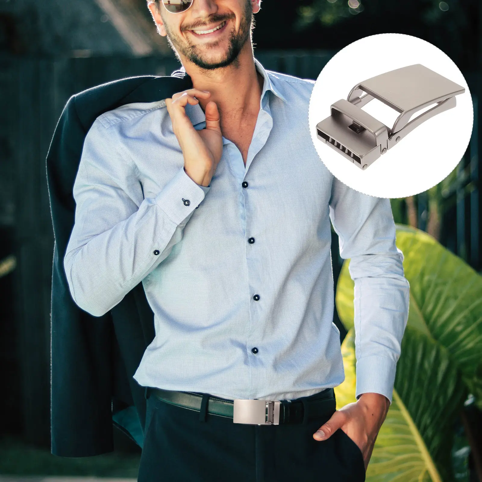 

1Pcs Alloy Automatic Belt Buckle Mens Business Belt Buckle Scratch Resistant Adjustable Perfect for Formal Dress