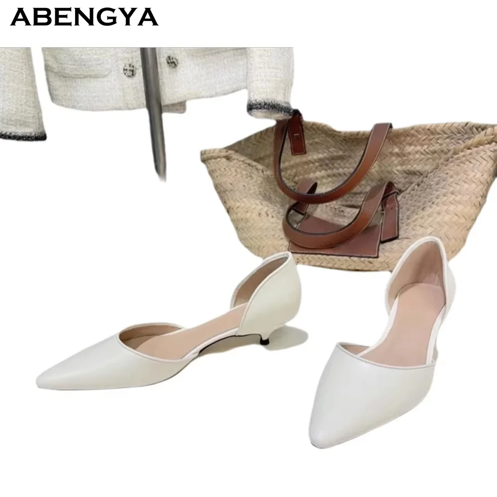 2026 Summer New Leather High Heels Shoes Women Pointy Toe Mules Beach Dress Shoes Designer Fashion Party Banquet Shoes For Women