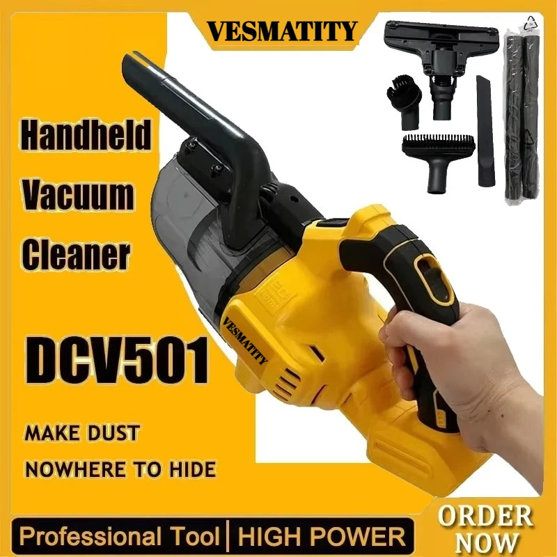 DCV501 Dry Handheld Vacuum Cleaner Portable Brushless Vehicle Mounted Floor Cleaner Household Power Tools  for Dewalt Battery