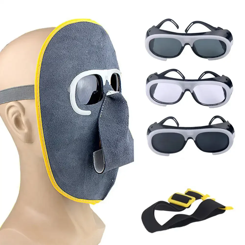 1Set New Cowhide Eyeglasses Labor Protection Welding Eyeglasses Face Protection Mask Head Wear Welding Masks Safety Kit