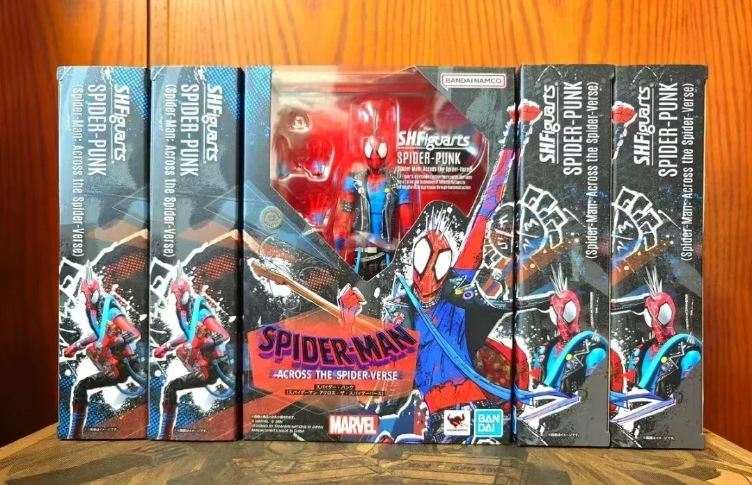 Baru dalam stok asli Bandai SHF seri Amerika Spider Punk (Spider-Man: di seluruh semesta) Model boneka dapat digerakkan koleksi hadiah