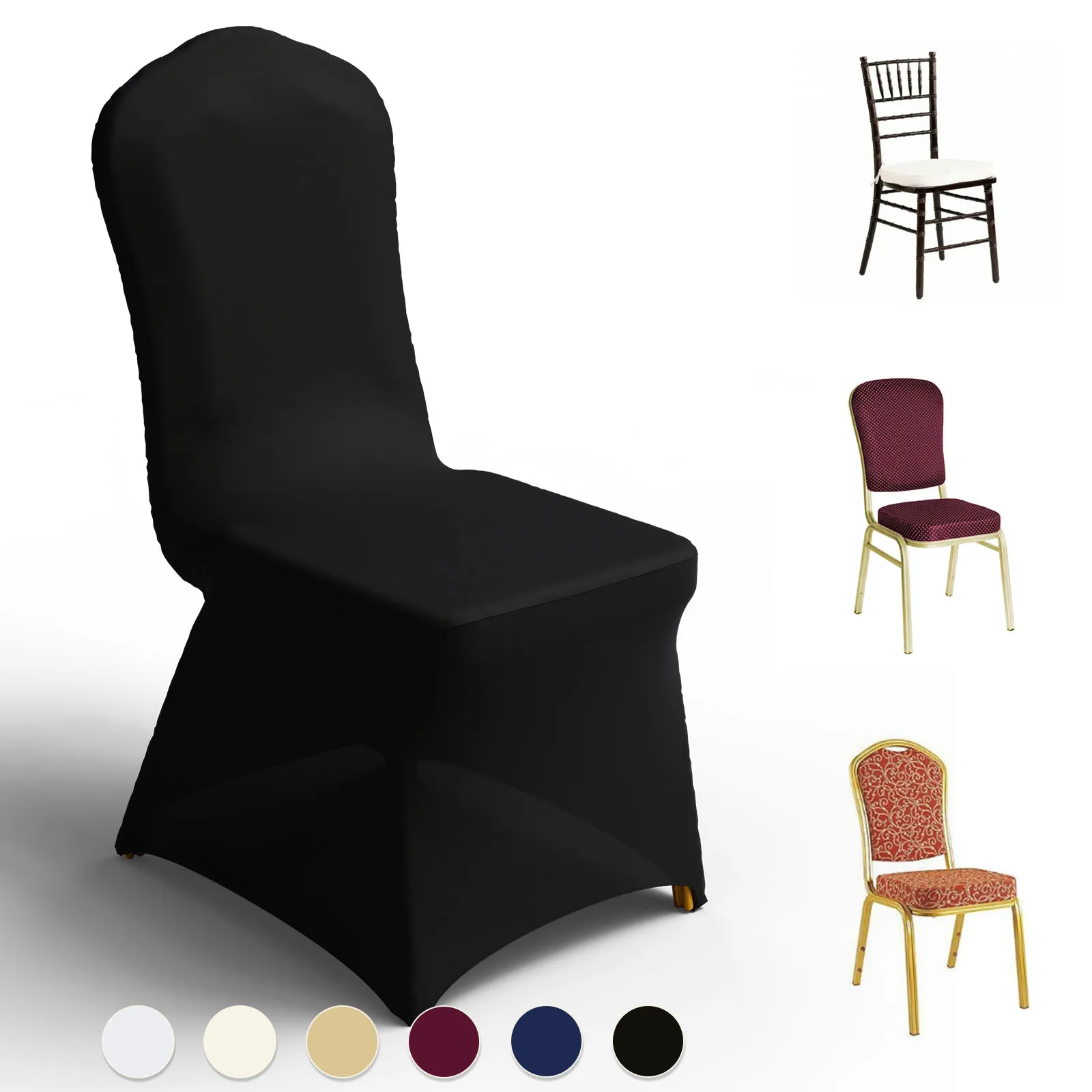 12/30/50Pcs Chair Covers Spandex Stretch Standard Seat Slipcovers Fitted for Wedding Party Banquet and Holidays Celebration