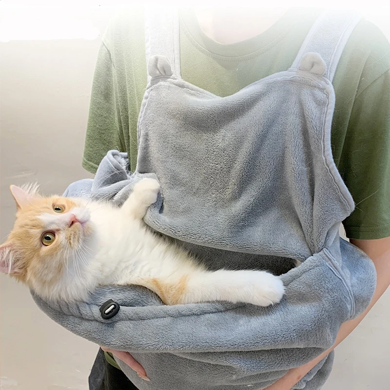 Comfortable Apron For Holding Cats Soft Kitten Bib Kangaroo Pocket Pet Clothes Sleeping Pussy Hugging Suit Litter Dog Supplies