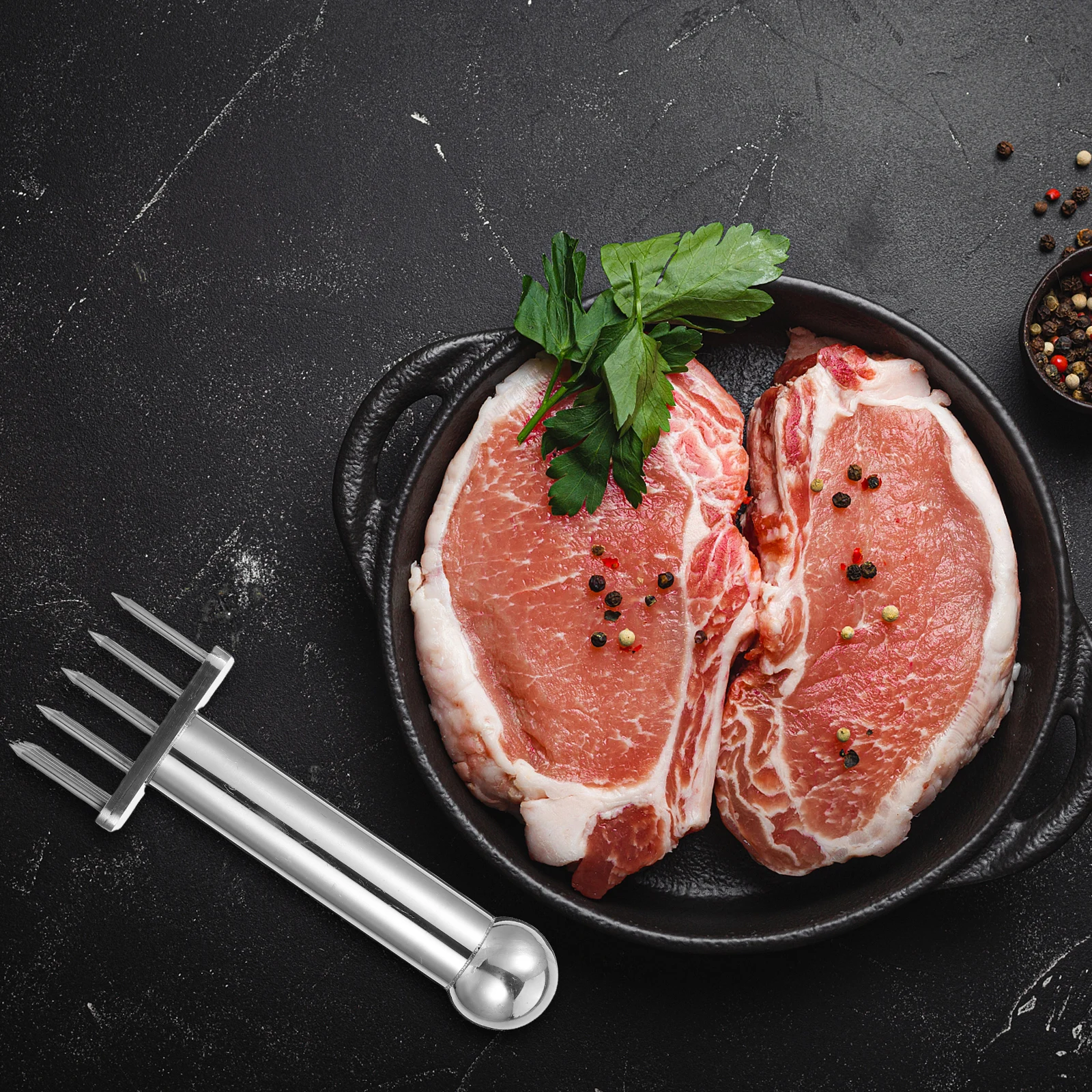 

Pork Hammer Meat Tenderizer Tool Stainless Steel Kitchen Mallet Beef Tenderizing Metal Press Utensil Multi Needle Design Easy