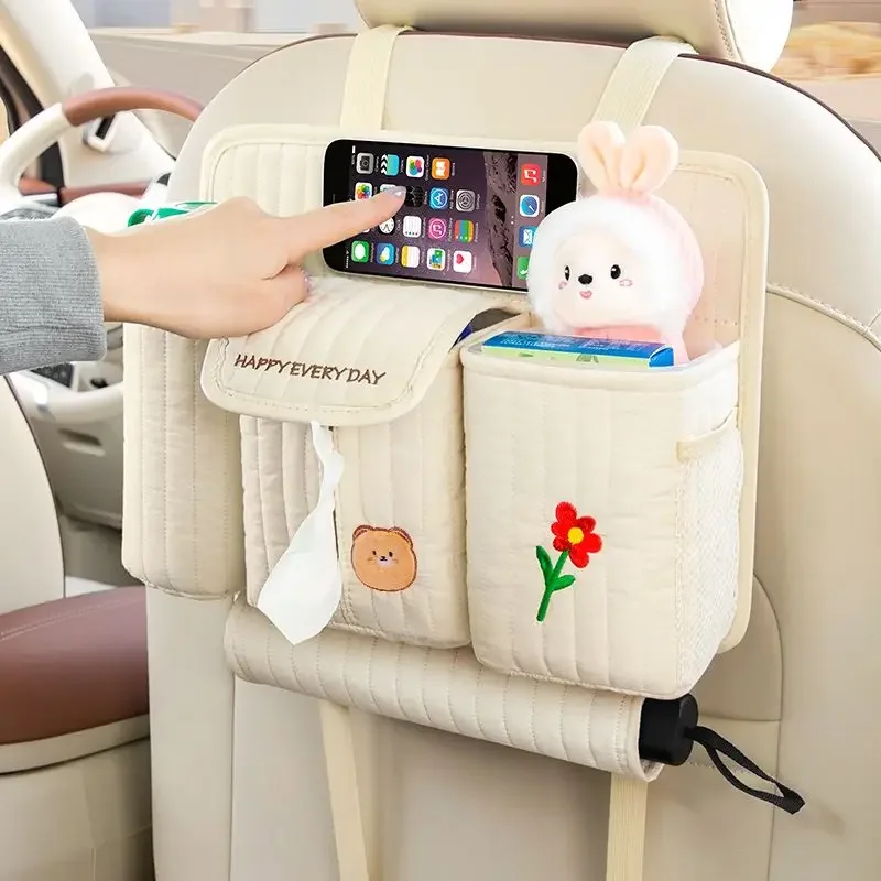 

Creative Multifunctional Car Trash Can Tissue Box Rear Hanging Storage Bag Cute Car Interior