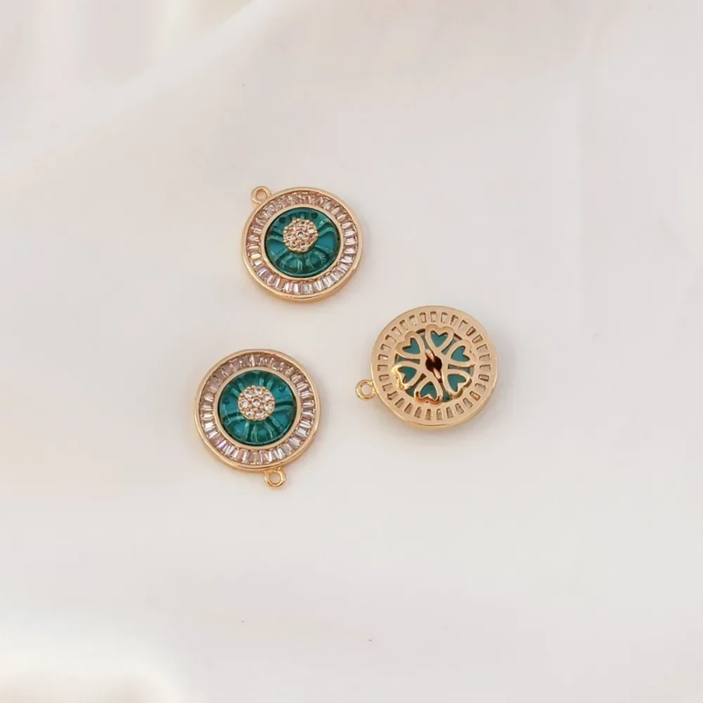 قلادة شرابة على شكل عين تركية من زجاج الزركون الثلاثي مطلية بالذهب عيار 14 قيراط، قلادة إكسسوارات للقلادة ذاتية الصنع