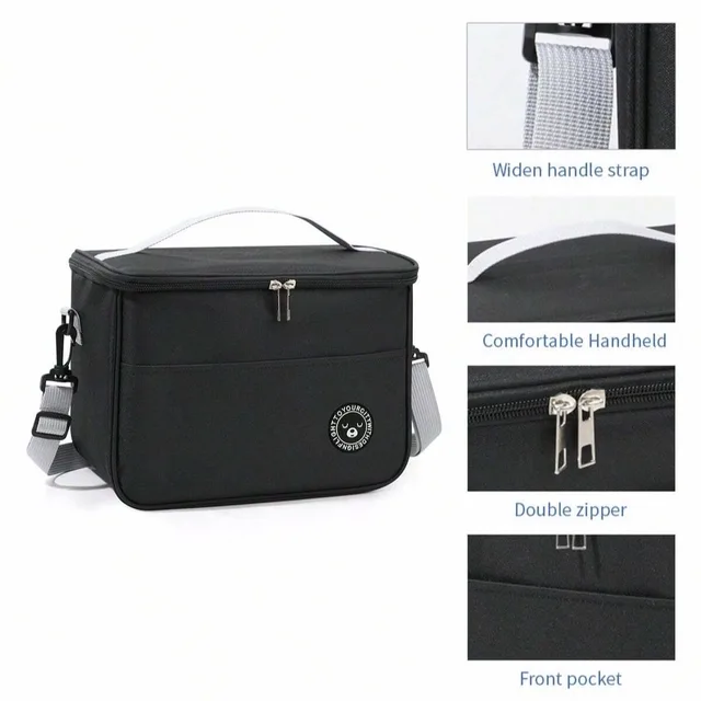 Capacity hand-held with shoulder strap insulated bag, lunch box bag, student thickened waterproof lunch bag。-zmt 2 Capacity Hand-Held with Shoulder Strap Insulated Bag, Lunch Box Bag – view 2