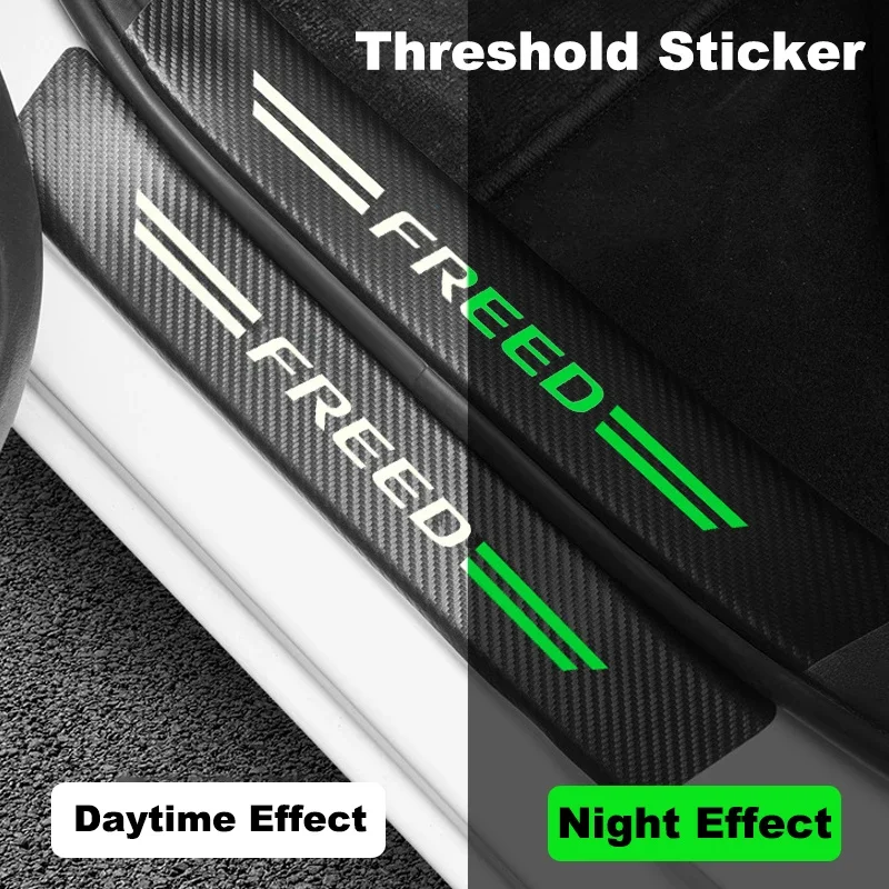 Luminous Car Door Threshold Waterproof Film for Honda FREED Badge Sill Anti Kick Sticker Scuff Scratch Decals Auto Accessories
