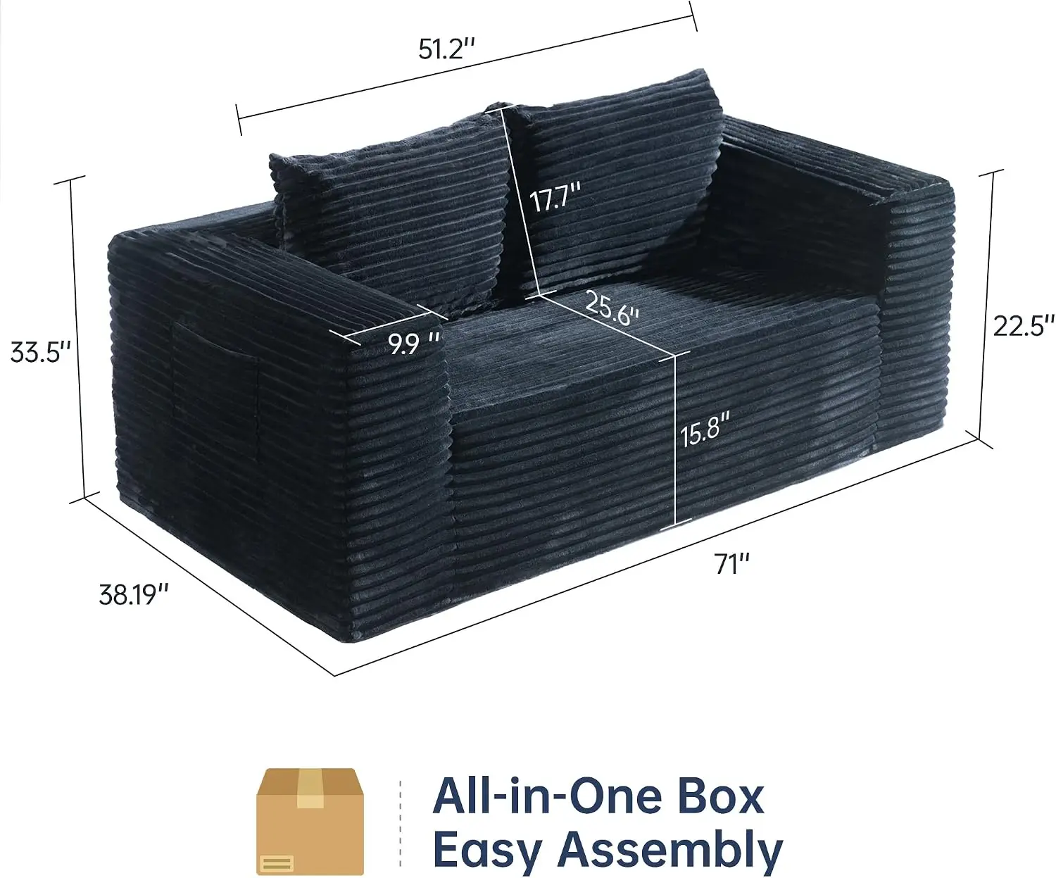 Loveseat Boneless Sofa, 71