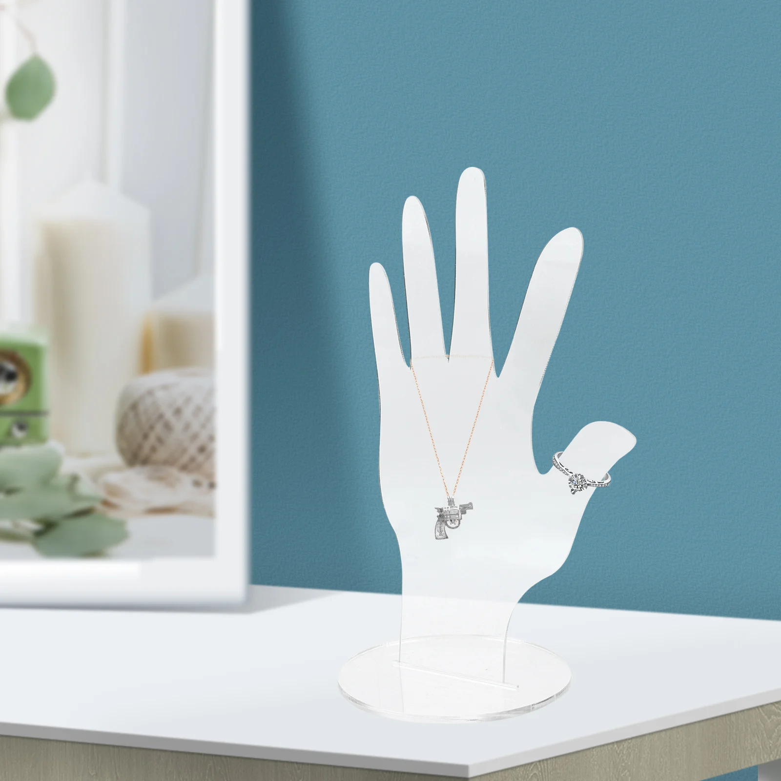 Hand Jewelry Display Holder Acrylic Solid Base Bracelet Ring Necklace Rack Decorative Organizer Tabletop Jewelry Stand
