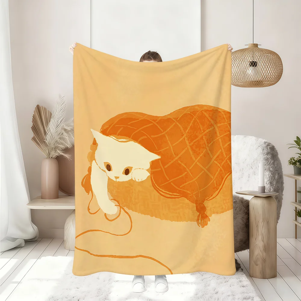 

Cute Cartoon Cat Art Blanket Soft Throw Blanket for Home Bedroom Bed Sofa Picnic Travel Office Rest Cover Blanket Gift
