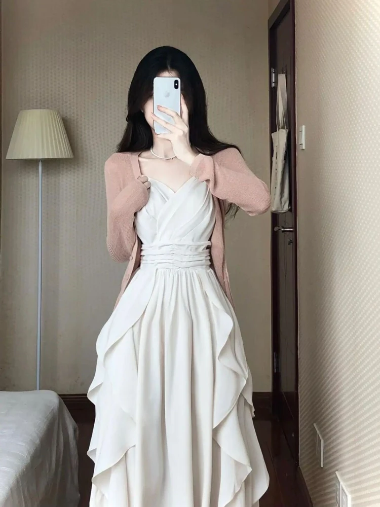 Abito da festa vintage patchwork di alta qualità da donna con scollo a V e volant Cami Chic Dress Fashion 2025 Abito da sera da club