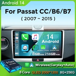 Android 14 Multimedia Player For Volkswagen VW Passat B6 B7 CC 2007-2015 Carplay Radio Android Auto Car Radio GPS DSP WIFI 2din