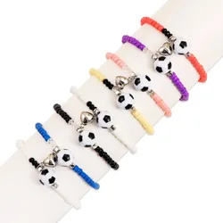 2Pcs/Set Football Magnetic Heart Couple Bracelet for Women Men Rice Beads Beaded Matching Bracelets Lover Sport Jewelry Gift