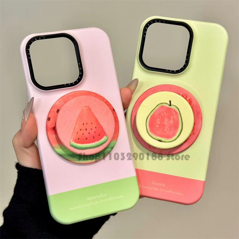 귀여운 한국 만화 과일 자석 홀더 그립톡 그립톡 폰 스탠드 홀더 아이폰 16 15 패드 맥세이프 스마트톡용