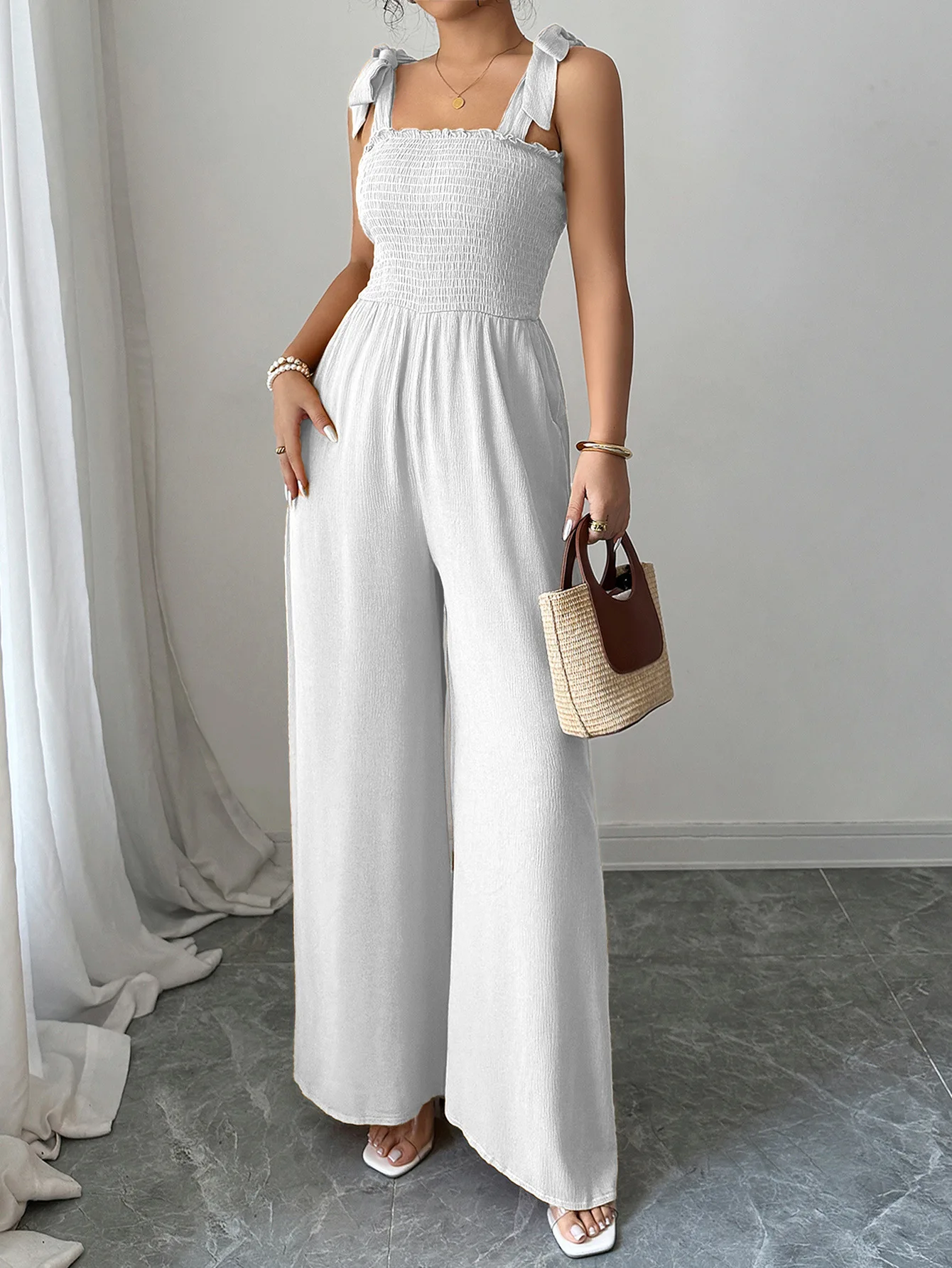 

Elegant Sexy Strapless Wide Leg Pants Jumpsuit for Women Casual Autumn Winter Leisure Vacation Suspender Style Fashion 2026