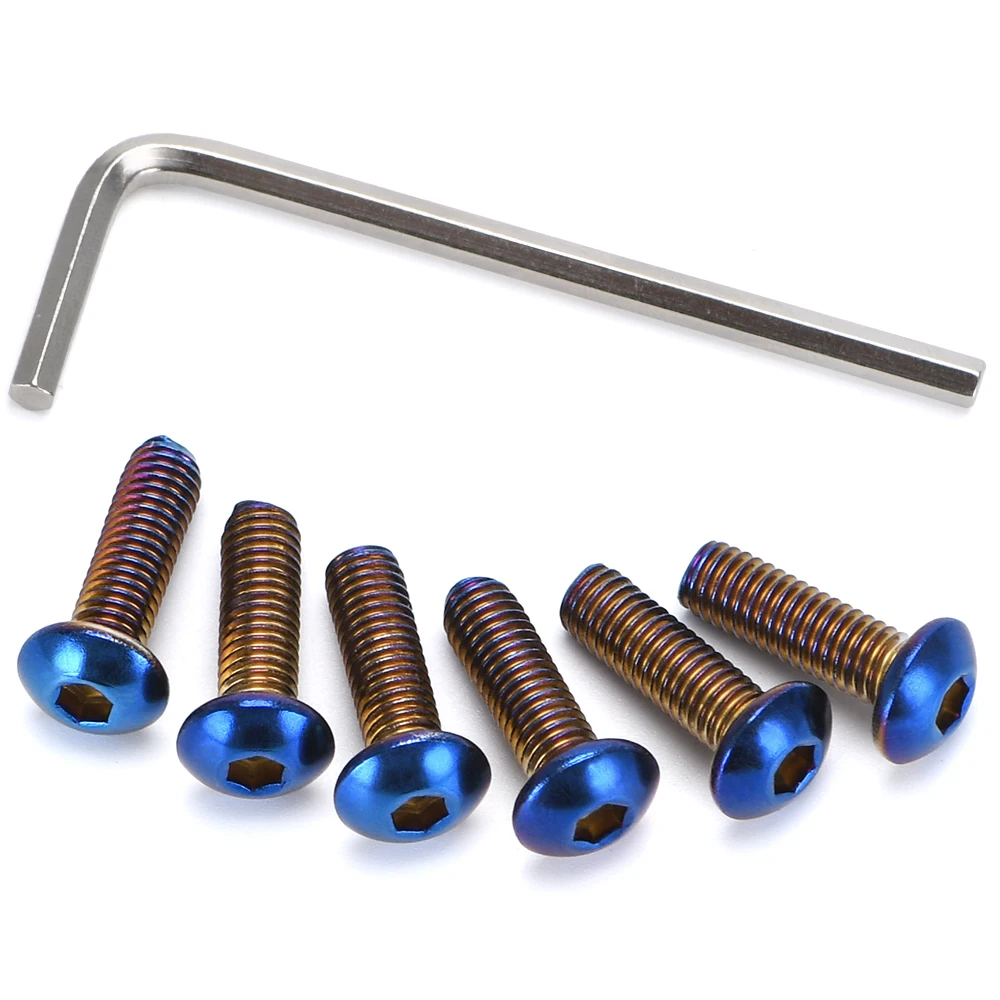 VR - 6pcs Steering Wheel Screw Bolts Taper M5×0.8 Length 19mm Round Head Burnt Titanium Finish Round Head Car Accessories