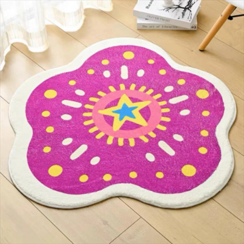 Cream Style Living Room Decoration Carpet Alien Flowers Bedroom Bedside Plush Carpets Fluffy Soft Cloakroom Lounge Thicken Rug