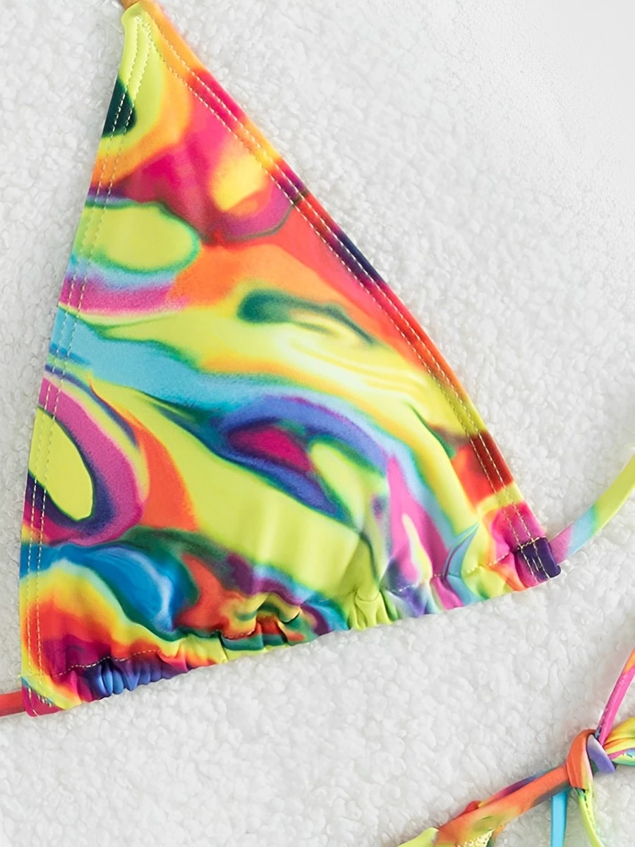 2026 Halter String Triangle Bikini Printed Swimsuit Women Sexy Swimwear Female Bathers Bathing Swimming Swim Suit Beachwear