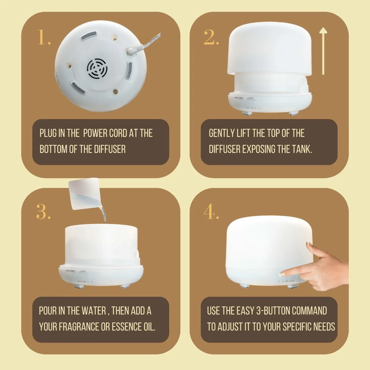 موزع روائح ذكية سعة 300 مل مع التحكم في التطبيق (اختياري) - مرطب LED بـ 7 ألوان + 3 زيوت أساسية متضمنة #5