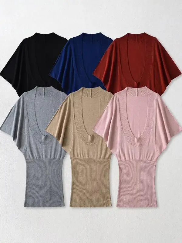 Lu malha Dr com U-Ne e Batwing Sves camadas lisonjeira silhueta saia ortod sobre Dr para mulheres