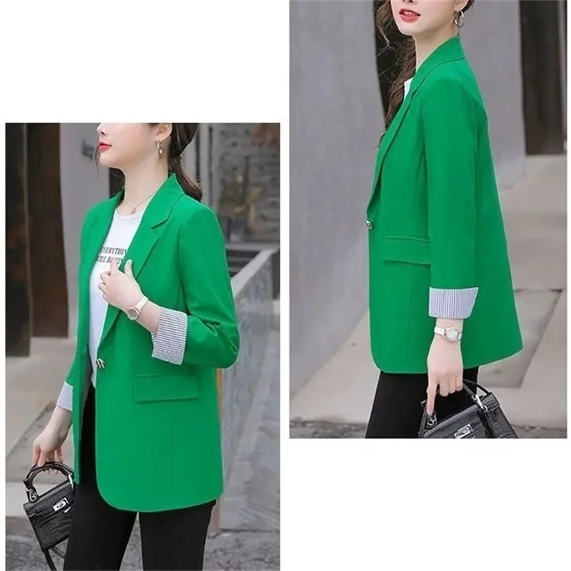 Spring Autumn Ladies Blazer New Fashion Slim Women Blazer Jacket White Green Pink Suit Overcoat Female Tops Coats Outerwear 4XL