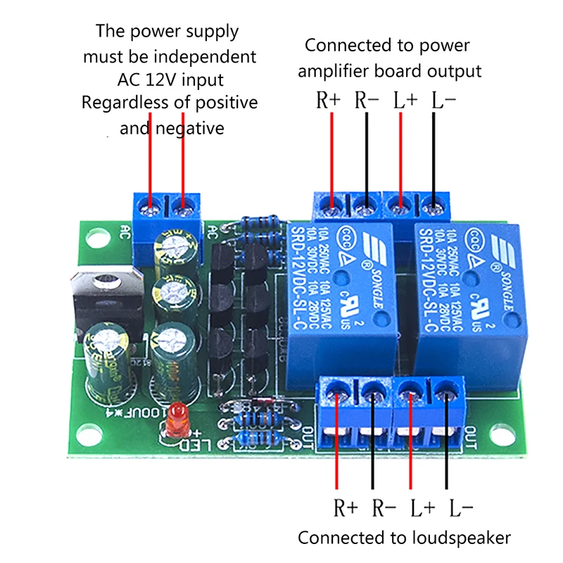 Audio Speaker Protection Board Boot Delay DC Protect Kit DIY Double Channel