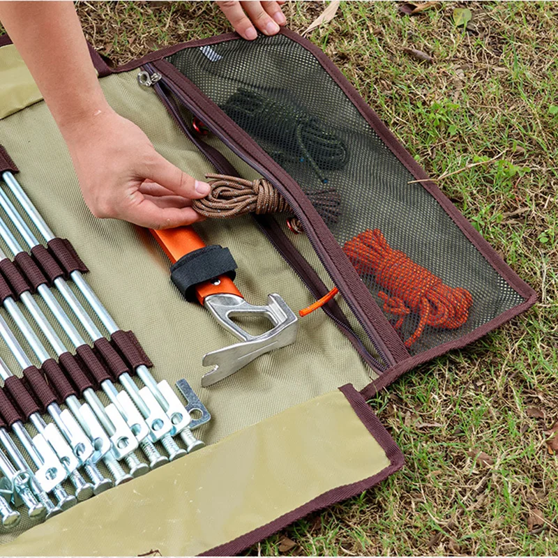 Camping Forging Pack Bag 30 40 Storage Pouch Aluminium Hammer Tarps Stake Tent Peg Tool Set Storage Canvas Bag Camp Gear Supply