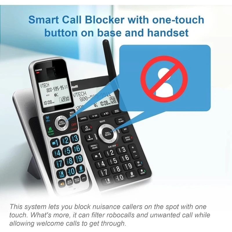 VS306-5 DECT 6.0 5 трубок Беспроводной домашний телефон с Bluetooth, системой ответа, интеллектуальный блокатор вызовов, объявление идентификатора вызова