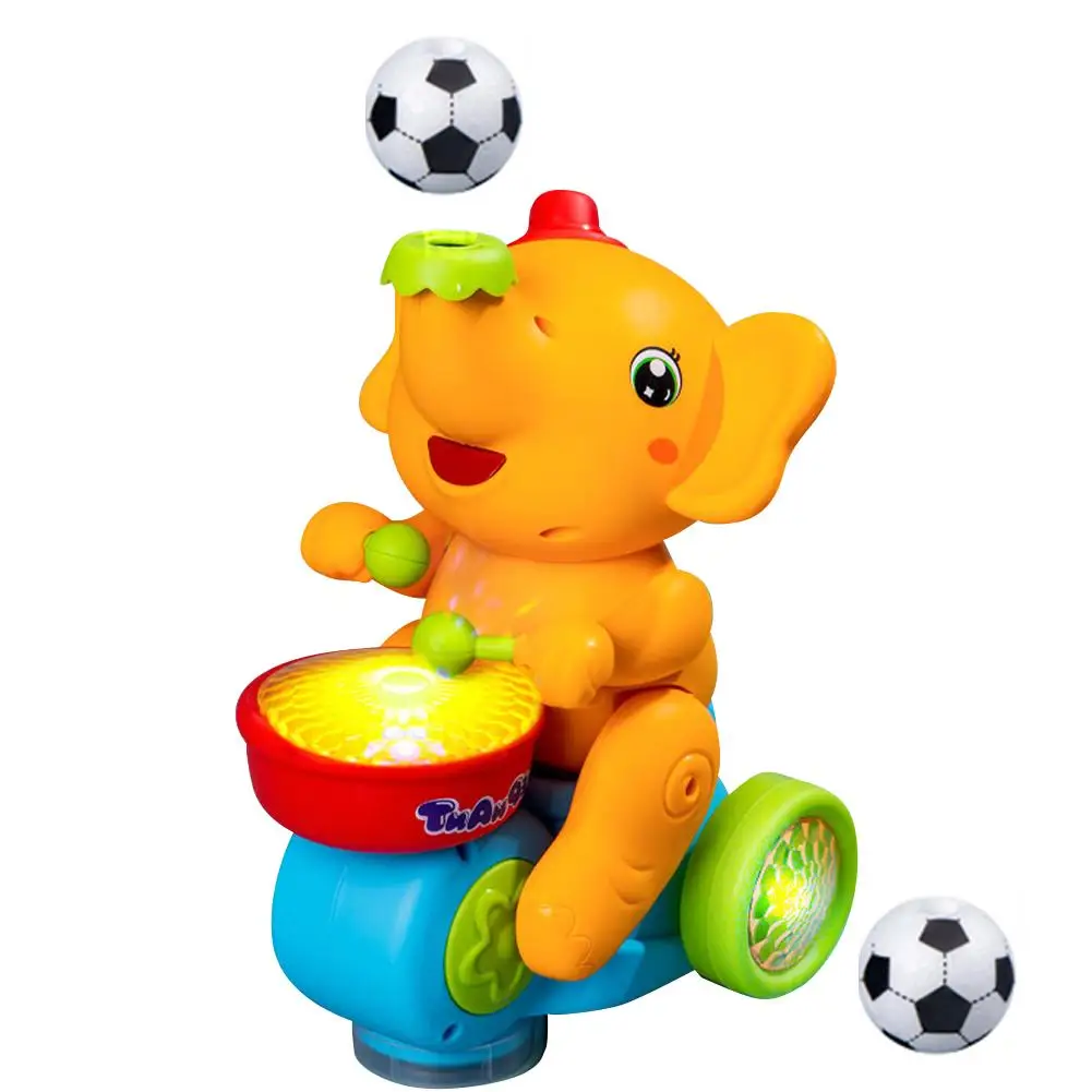 Drumming Elephant Toy, Music Light Drumming Toy Car Small Interactive Parent Cute Car Toy Elephant Games Child Toys O7e7