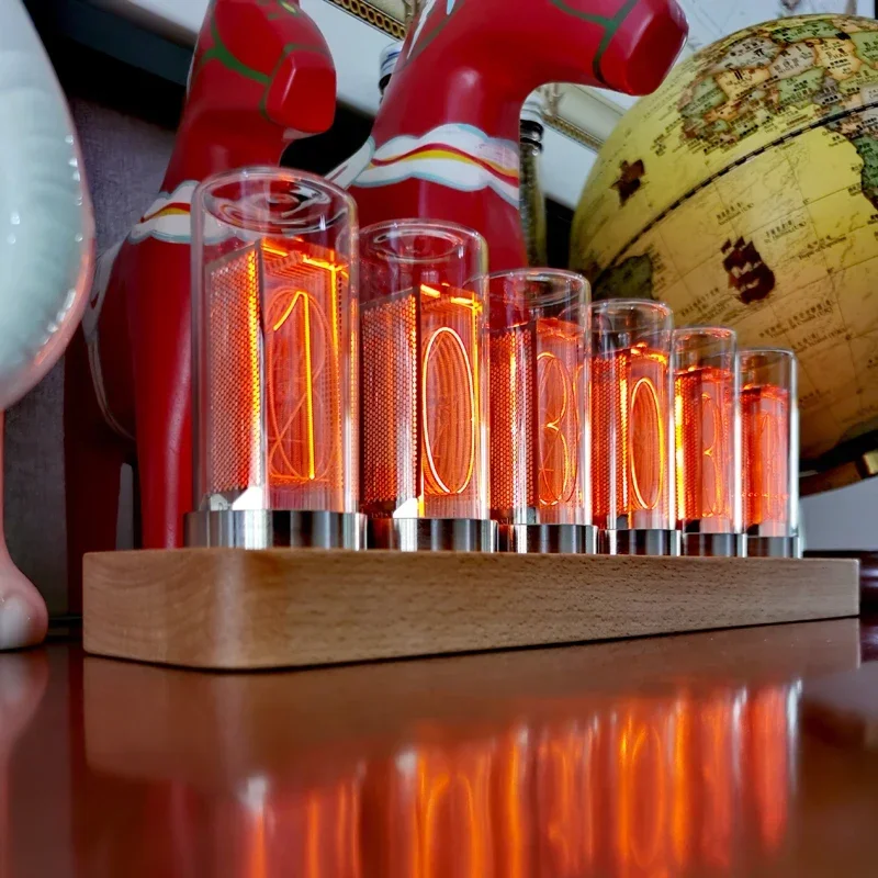 

Роскошные деревянные часы Nixie Tube, деревянные светодиодные цифровые часы, настольные светящиеся часы-трубки, электронные часы с будильником, украшение для дома, подарок