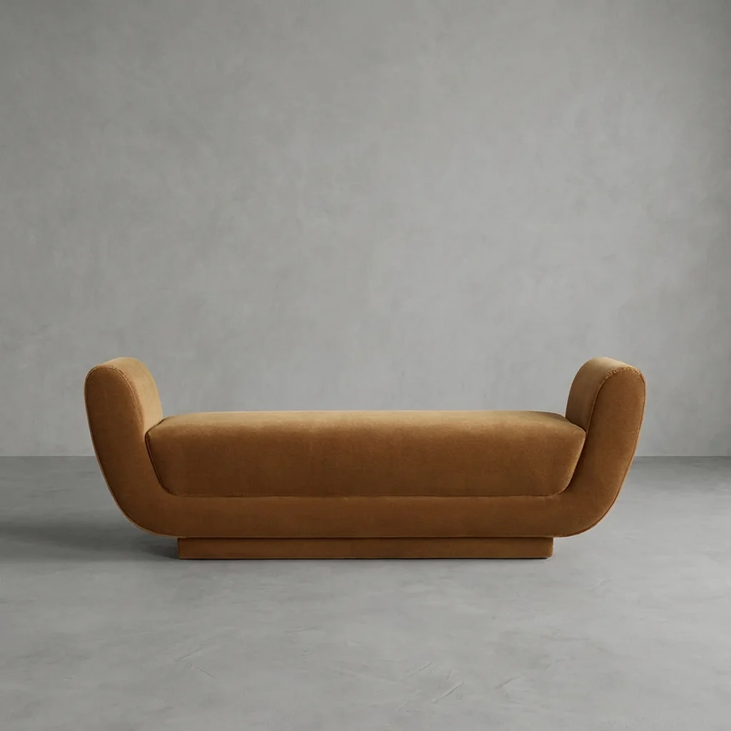 

* Modern Luxury French Antique Solid Wood Curved Frame Full Upholstered Durable Bench Bedroom Furniture Customizable Size Color