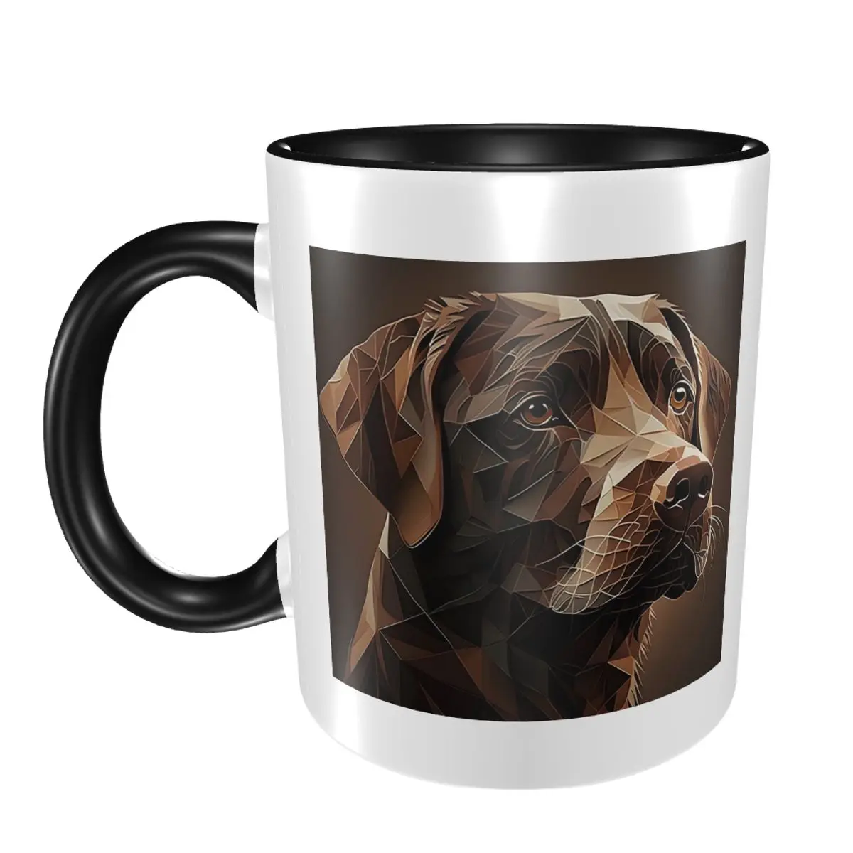 Taza con ilustraciones geométricas Choco A Chocolate Labrador, tazas de café de cerámica divertidas, tazas de té, taza de leche, regalos para mujer y hombre