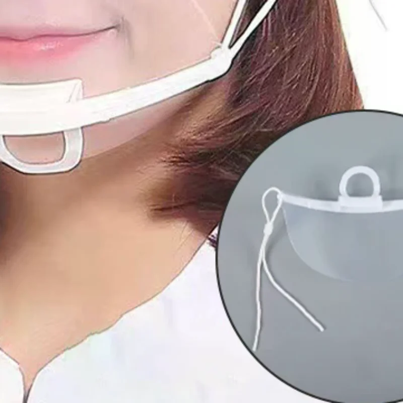 20PCS Clear Plastic Catering Mask Hotel Beauty Chef Waiter Protective Mask Reusable Visible Splash Proof Mask