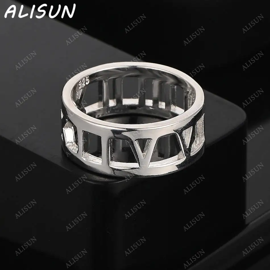 

ALISUN 925 Sterling Silver Size 5-10 Roman Numerals Ring For Women Men Fashion Jewelry Charm Grace Noble Wedding Accessories