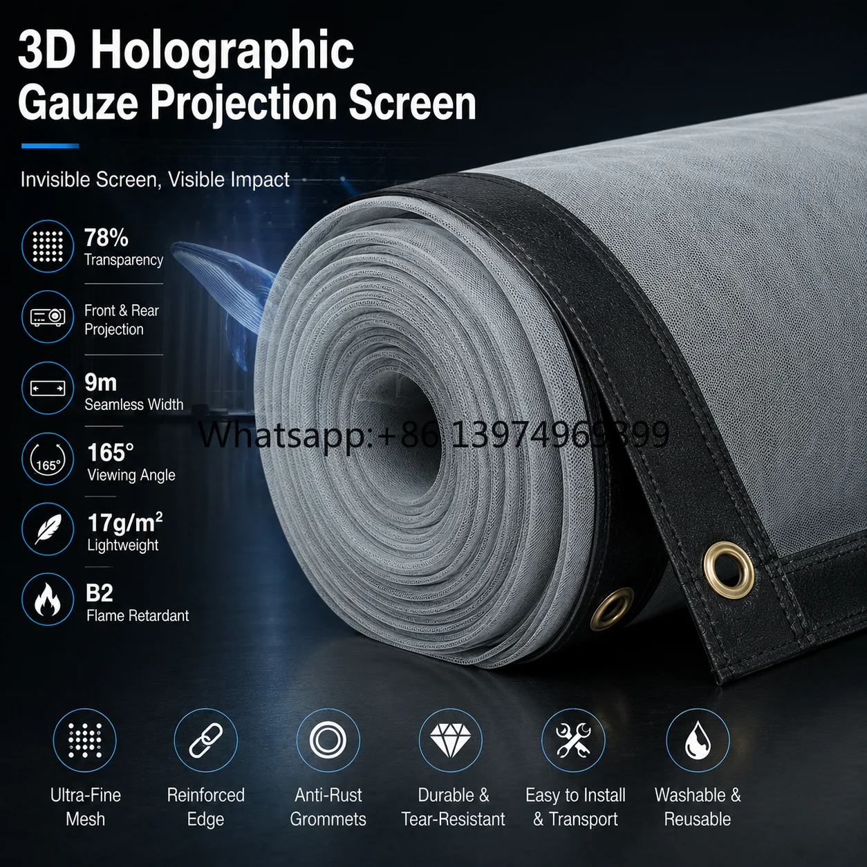 Custom Holographic Projection Screen OEM ODM Holo Gauze Screen for Stage Performance and Creative Displays