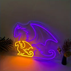 Double Dragon Neon Sign,Wall Art Decoration, Home Gaming Room Living Room Man Cave Sign Bar Shop Bedroom Acrylic Night Light