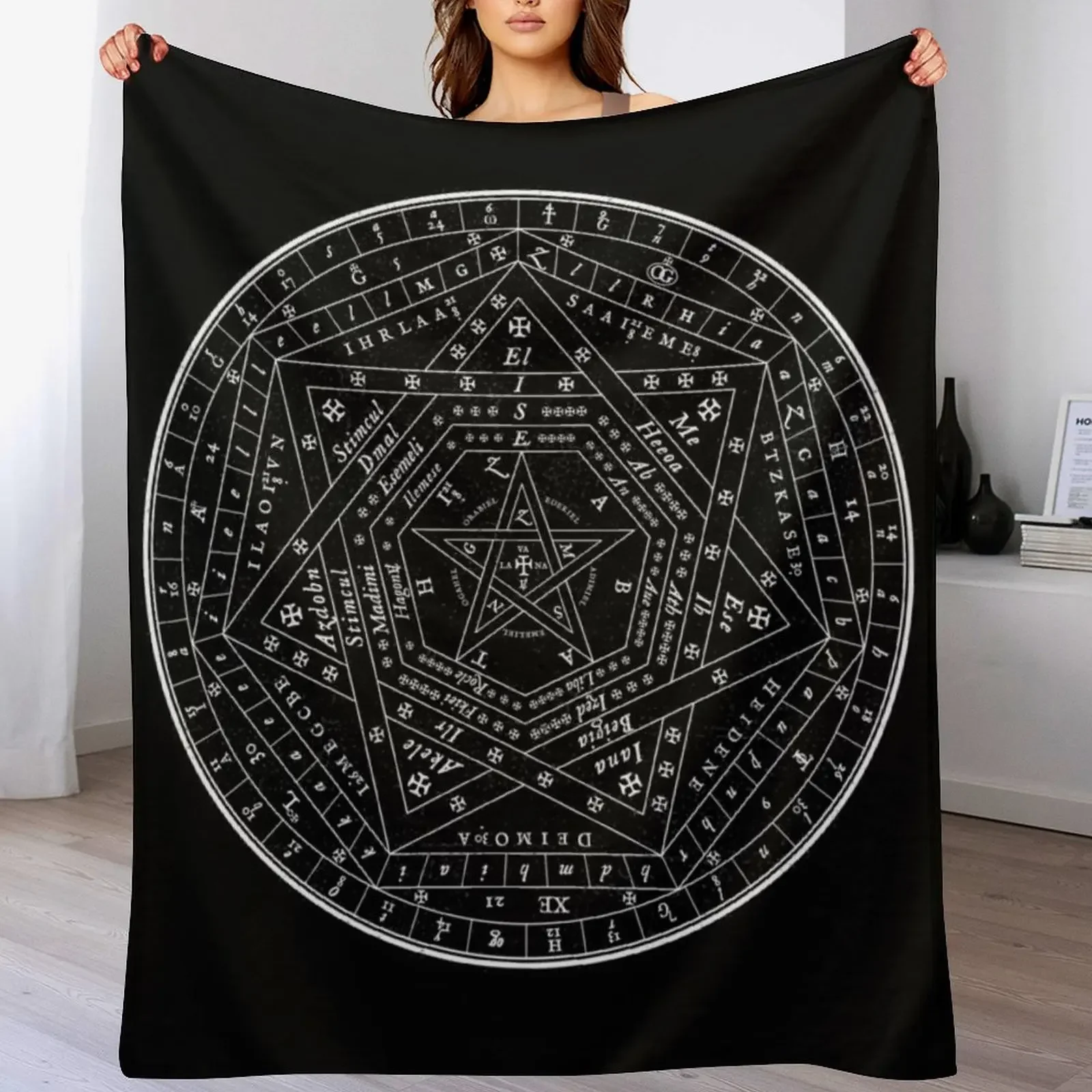Sigillum Dei Aemeth Occult Pagan Sigil Throw Blanket Warm Plush Fuzzy Blanket for Living Room