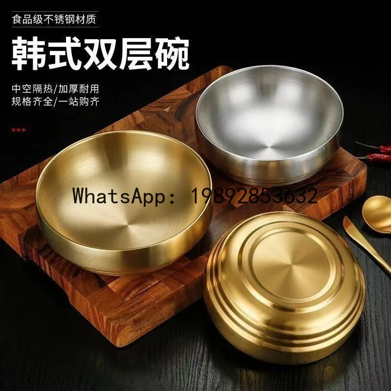 Stainless steel bowls & chopsticks - double-layer rice bowls, stylish salad bowls & soup bowls for home use