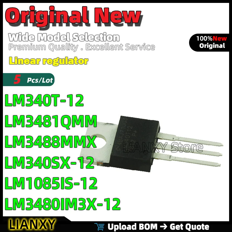 5pcs VSSOP-8 LM340T-12 LM3481QMM LM3488MMX LM340SX-12 LM1085IS-12 LM3480IM3X-12 Linear regulator New Original