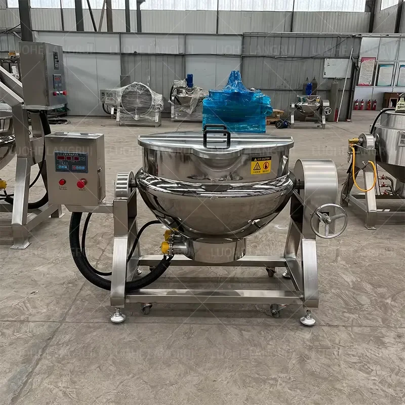 Industrial Automatic Cooking Mixer 50l-1000l Jam Chili Sauce Cooking Stirring Double Steam Jacketed Kettle with Mixer - view 3