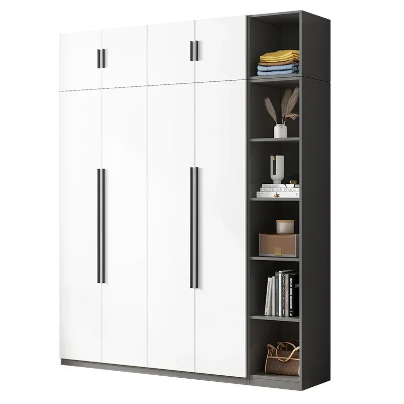 Wooden Wardrobe, Dustproof Cabinet, Cabinet with Clothes Drying Pole, Multiple Sizes Can Be Selected, Home Bedroom Wardrobe image 2
