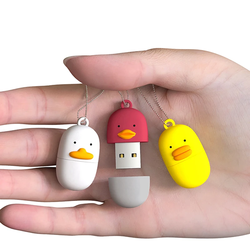 U&H V006 USB Duck Pendrive Large Capacity Pen Drive 32GB/64GB/128GB/265GB For Student Gifts Keychain Desktops Laptops Flash Disk