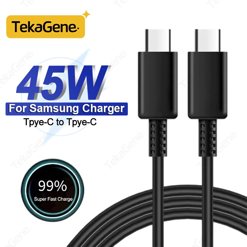 

PD 3.0 45W Super Fast Charging Cable For Samsung Galaxy S20 S21 S22 S23 Ultra 10 9 Note 20 Dual USB Type C Data Cable