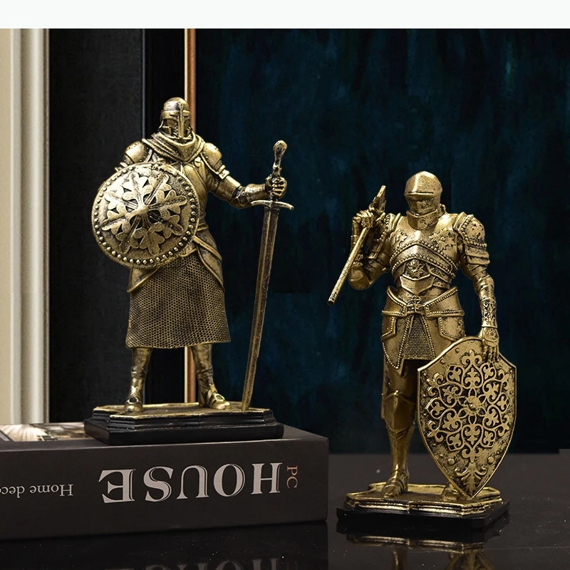 Order of Retro Figures Statue Desk Decoration Heavy Armored Knight Resins Sculpture Room Aesthetic Decor