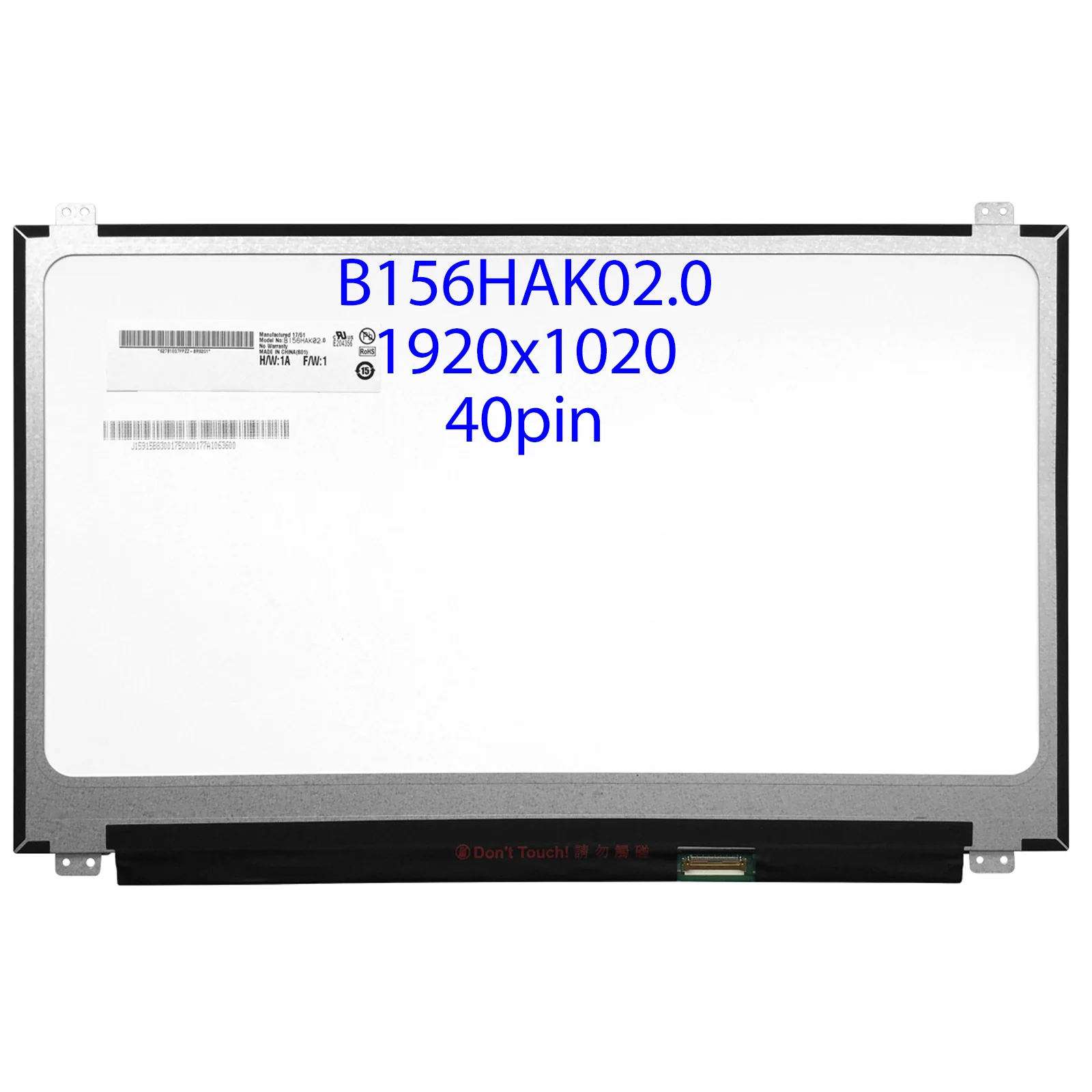 

15.6" LCD Touch Screen B156HAK02.0 fit NV156FHM-T00 for Lenovo ThinkPad T570 T580 FHD1920x1080 IPS Display Panel 40pin