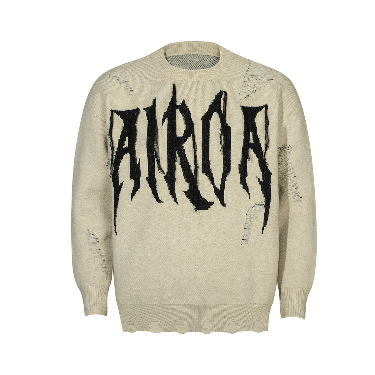 

Men's High Street Ripped Sweater Fashion Streetwear Hip Hop Knitted Jumper Y2K Destroyed Pullover Knitwear Tops